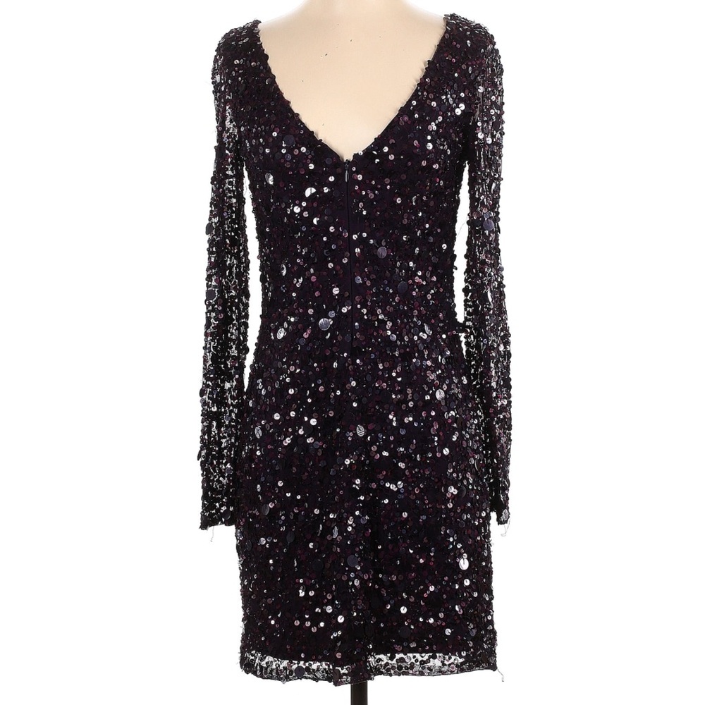 Aidan Mattox Sparkly Long-Sleeve Cocktail Dress